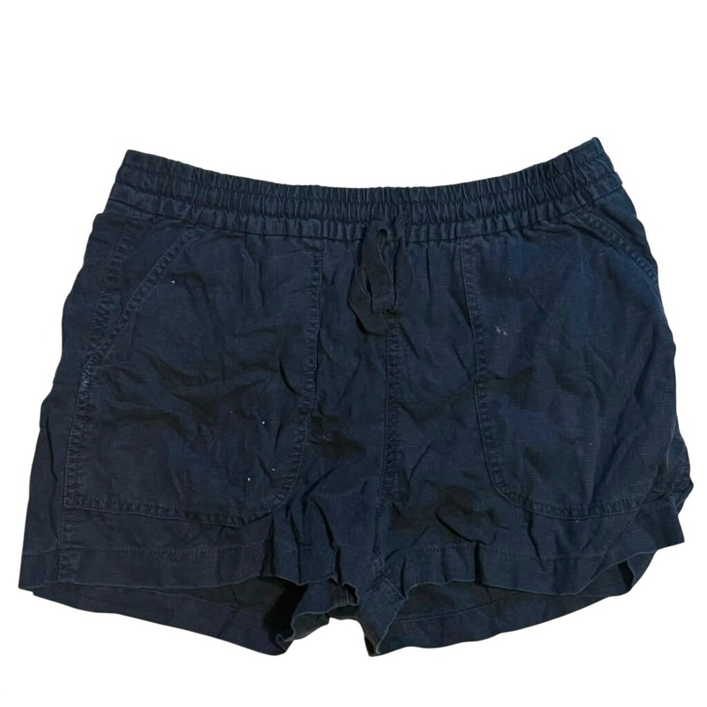 J.Crew Womens Navy Blue Linen Blend Drawstring Elastic Waist Shorts Small